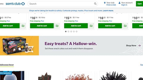 Sam's Club Hostess 'Hallow-win' Leaderboard Ad